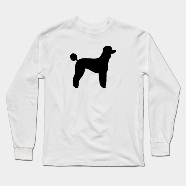 Black Standard Poodle Silhouette Long Sleeve T-Shirt by Coffee Squirrel